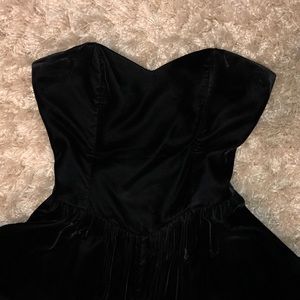 Vintage black velvet midi dress sweetheart prom
